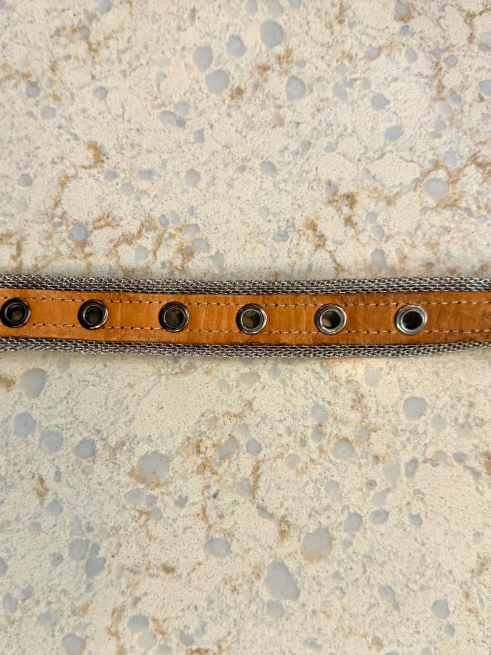Vintage, Woman's Size Med *High End* Belt, Leather Mock-Croc & Sliver Mesh